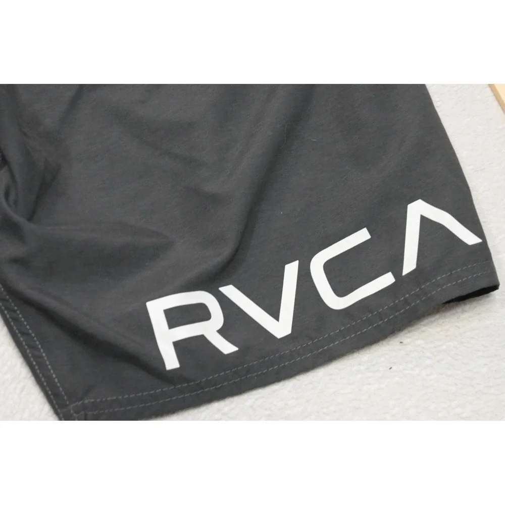 RVCA Board Shorts Mens 34 Charcoal Grey Mid Length 19 Surf Performance NWOT